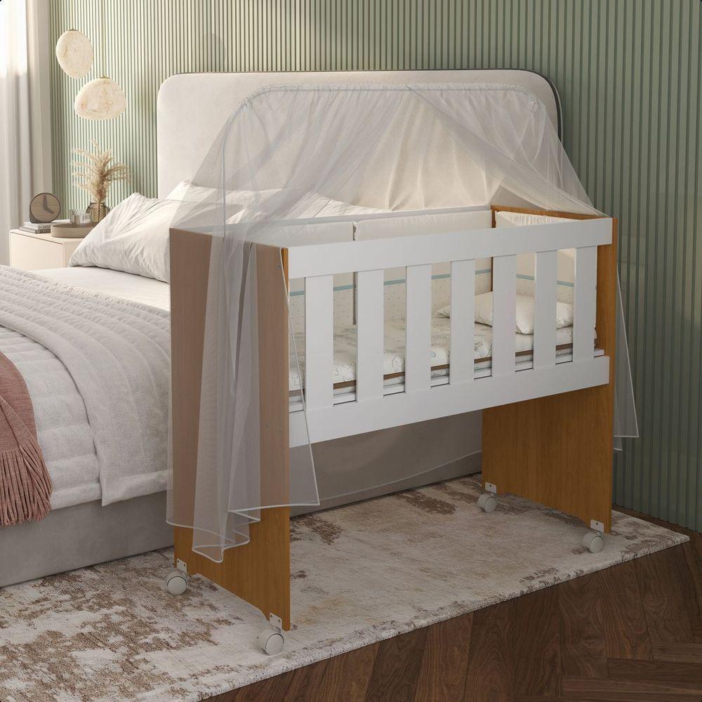 Mini Berço Moisés Trocador Com Colchão Multifuncional 5x1 Branco/freijó - 8