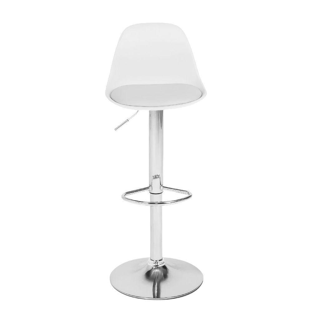 Banqueta Alta Estofada Com Base Giratória E Regulagem De Altura - ícaro Branco - 4