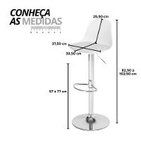 Banqueta Alta Estofada Com Base Giratória E Regulagem De Altura - ícaro Branco - 2