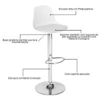 Banqueta Alta Estofada Com Base Giratória E Regulagem De Altura - ícaro Branco - 3