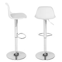 Banqueta Alta Estofada Com Base Giratória E Regulagem De Altura - ícaro Branco - 5