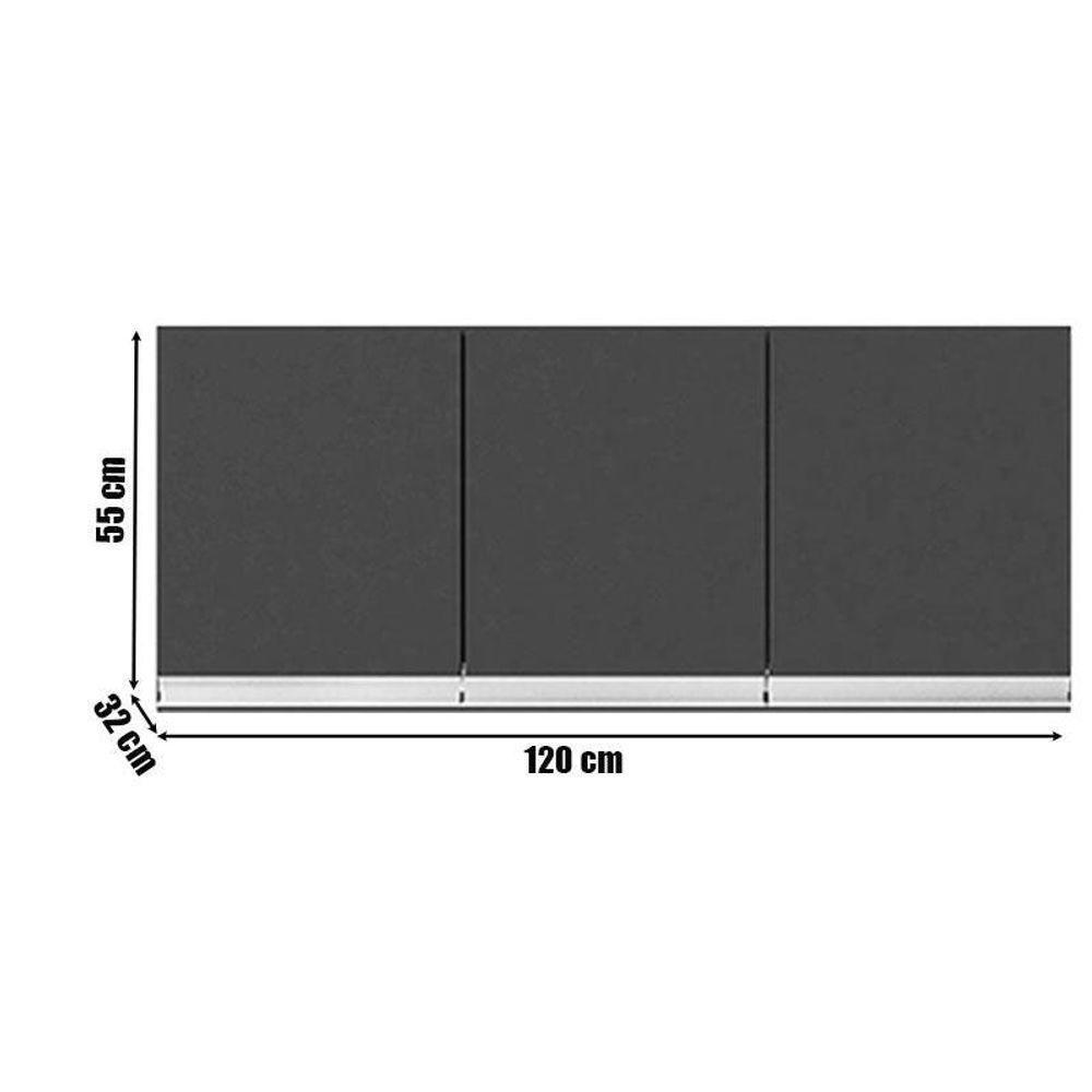 Balcão De Pia Tatiane 145 Cm E Armário Aéreo Andréia 3 Portas 120 Cm Cinza Fosco – Ajl - 4