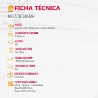 Sala De Jantar Mesa Olímpia 120cm Mdf Canto Copo Com 4 Cadeiras Athenas Turim / Off White / Imbuia - 5