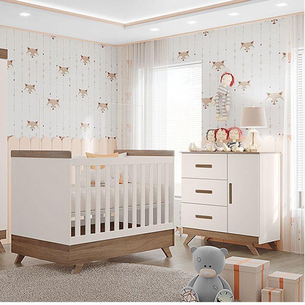 Berço Americano Vitória E Cômoda Retro Maya Off White Carvalho Com Colchão Gazin – Canaã - 7