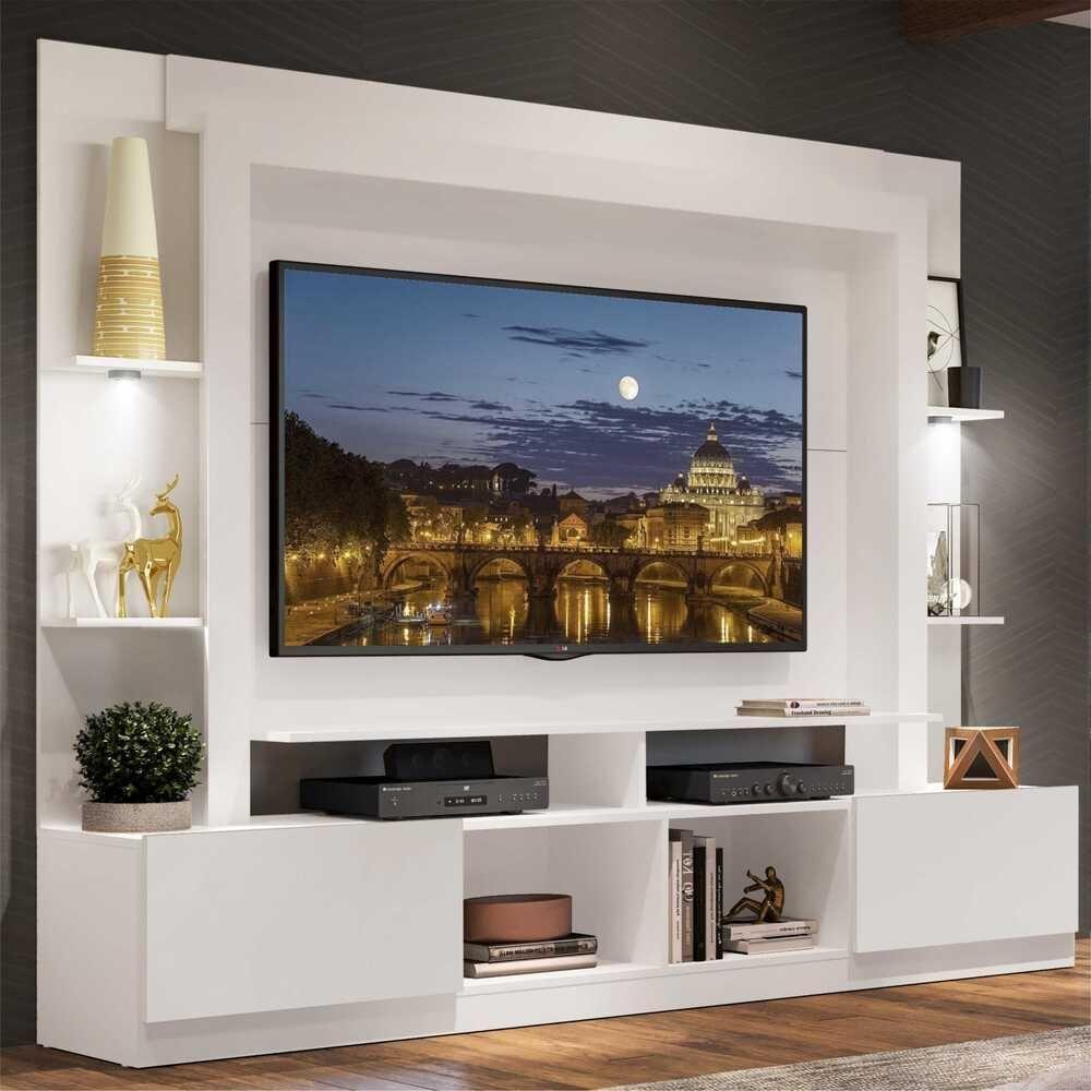 Estante Com Suporte Tv 65" E Leds Berlim Multimóveis V3384 Branca Branco - 7