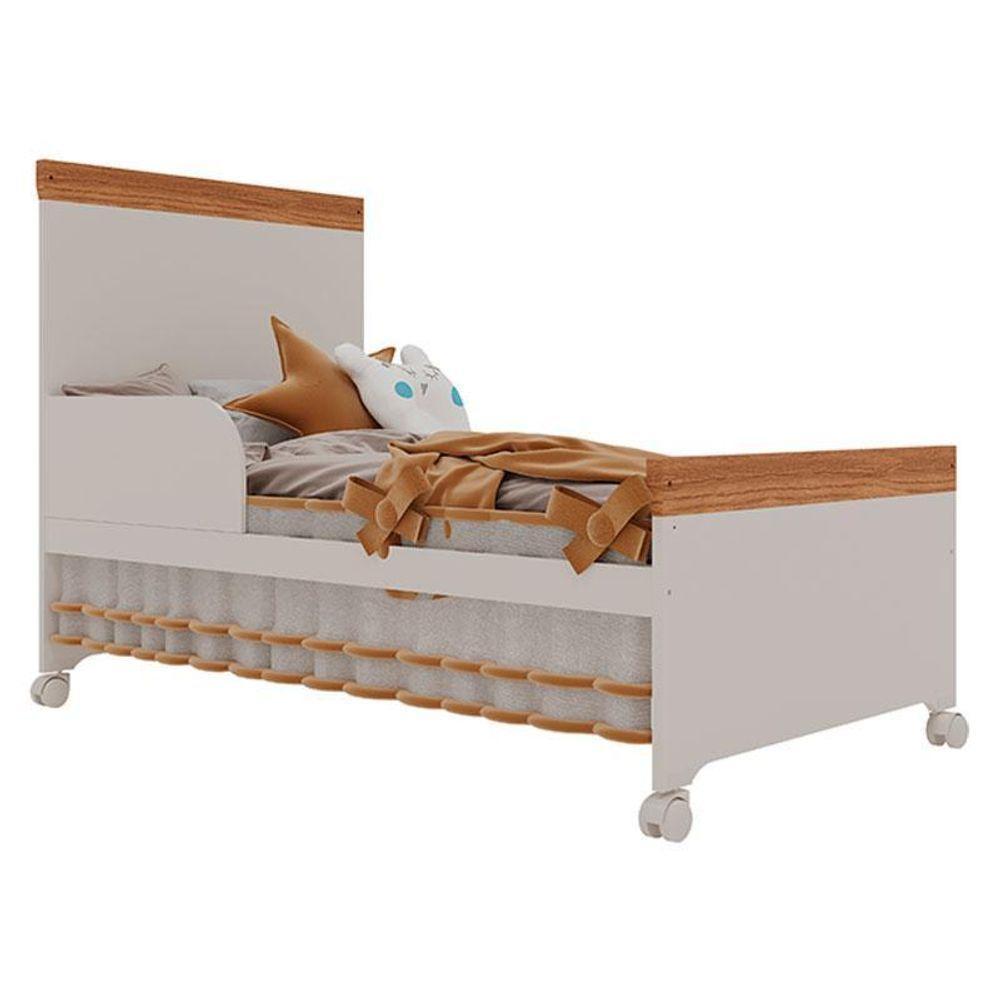 Berço Americano Mini Cama E Guarda Roupa Infantil Antonella 4 Portas Off White Caramelo Com Colchão Ortobom - Canaã - 4