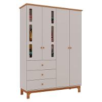 Berço Americano Mini Cama E Guarda Roupa Infantil Antonella 4 Portas Off White Caramelo Com Colchão Ortobom - Canaã - 3