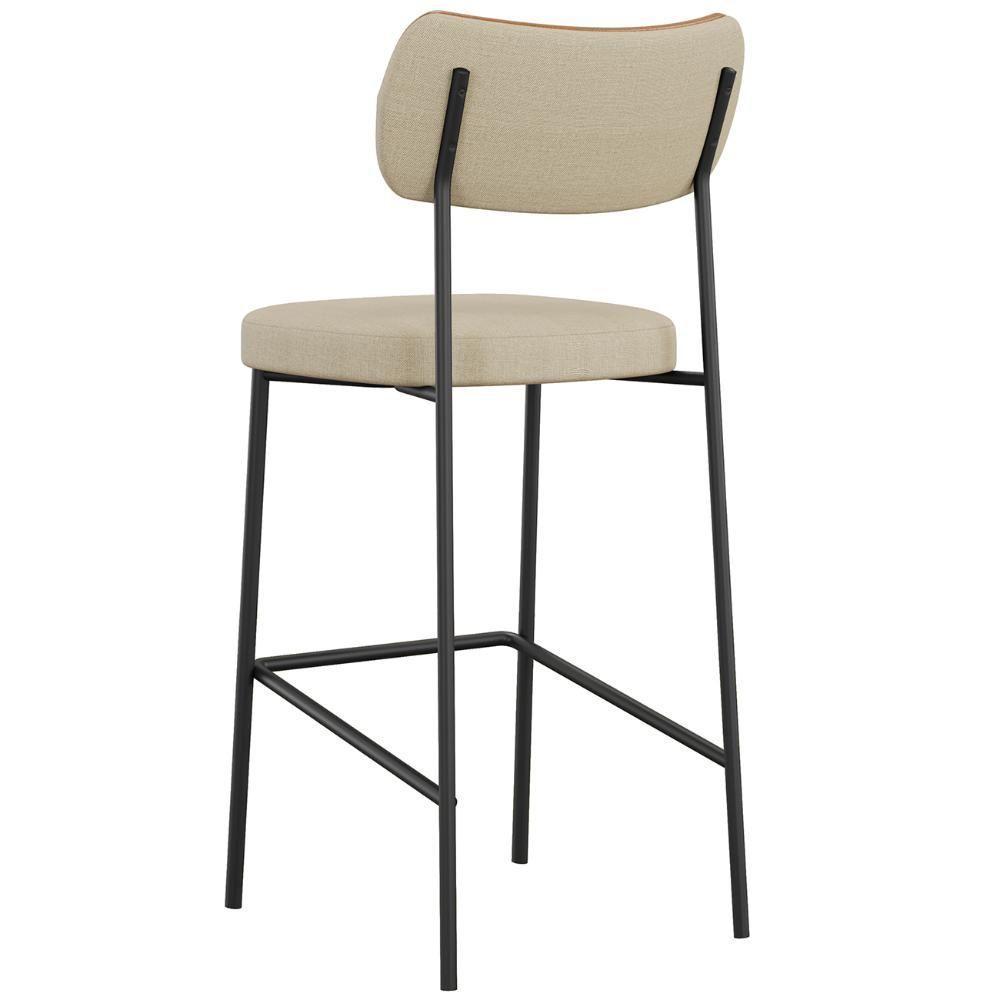 Banqueta Alta Bar Estofada Kit 2 Milli Linho Caramelo/areia A14 - Mpozenato - 6