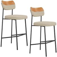 Banqueta Alta Bar Estofada Kit 2 Milli Linho Caramelo/areia A14 - Mpozenato - 1