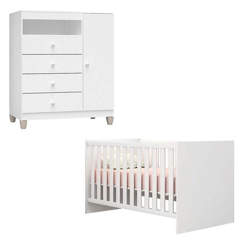 Berço Americano Doce Sonho 100 Com Cômoda Infantil Ternura Baby Branco Brilho - Incorplac - 1