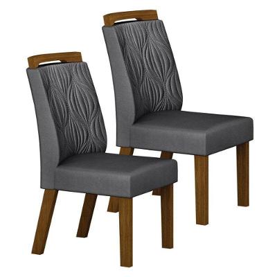 Cadeira Para Mesa De Jantar Ilhéus Mdf Kit 2 Peças Joli Chumbo – Leifer Móveis