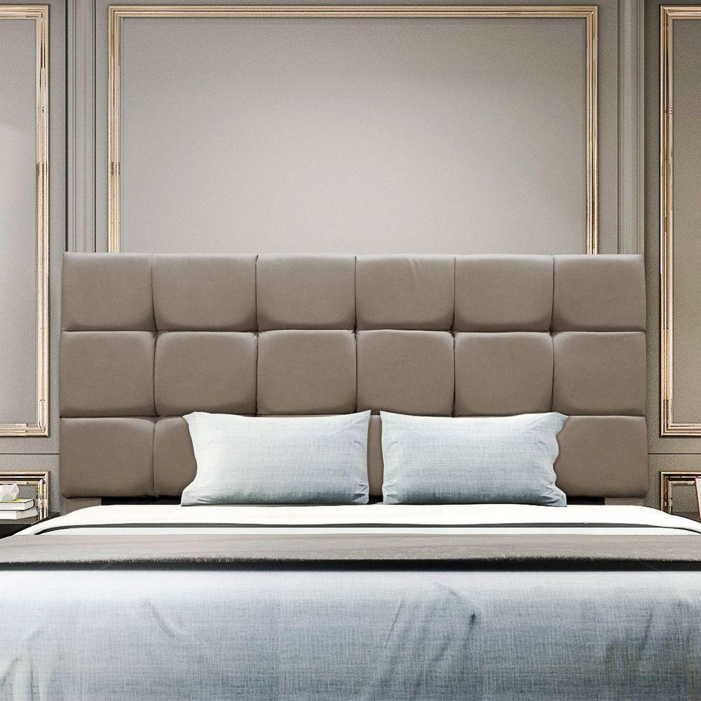 Cabeceira Cama Box Estofada Solteiro 90 Cm Costa Rica Suede Bege Escuro - 1
