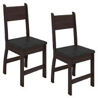 Cadeira Para Mesa De Jantar Milano Kit 2 Peças Amêndoa Preto - Poliman - 1