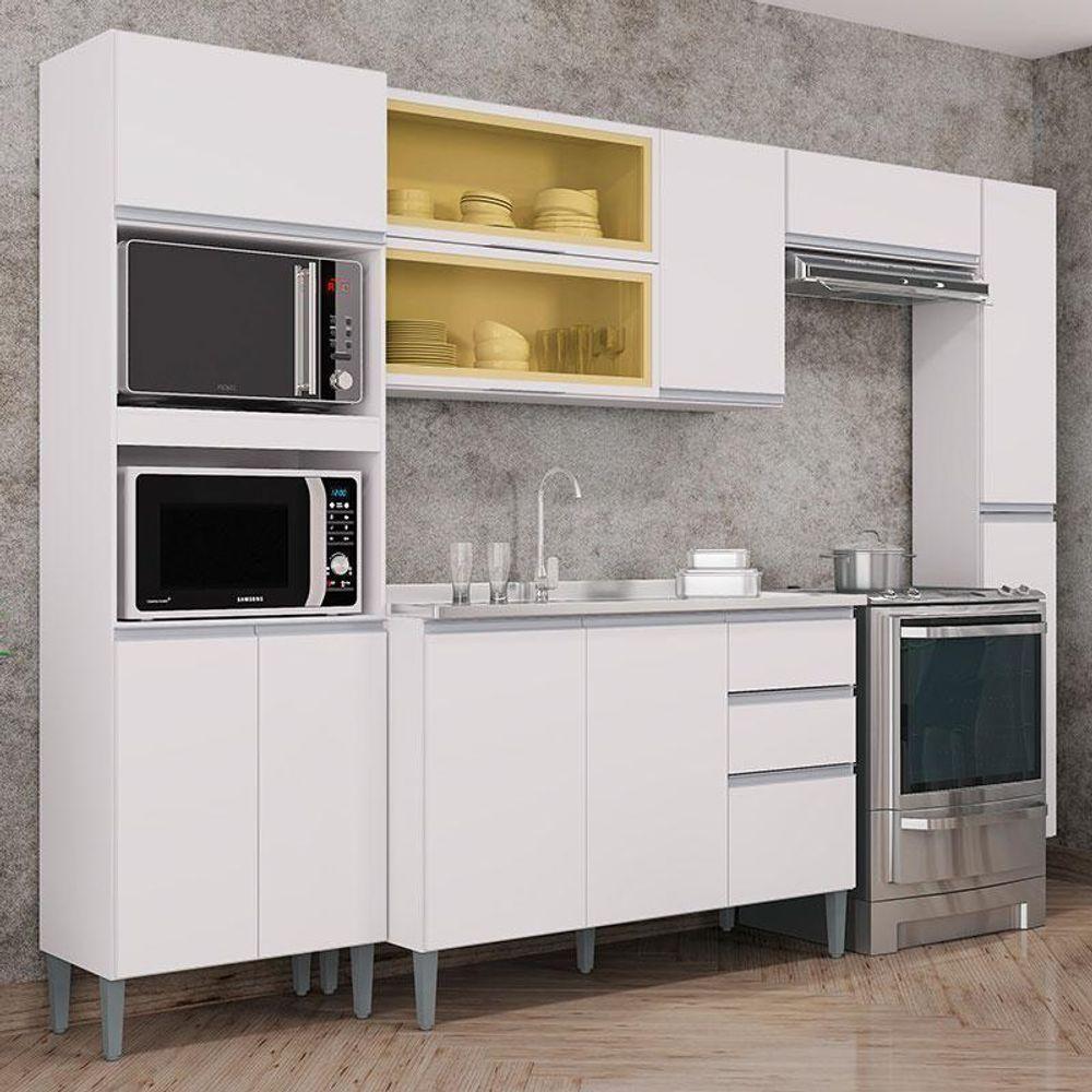 Cozinha Aline Com Balcão E Paneleiro Branco - Poquema - 2