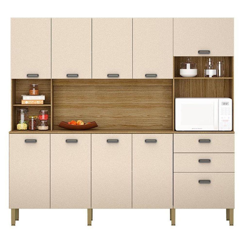 Cozinha Ambiente Intense 10 Portas E 2 Gavetas Freijó Vanilla - Kits Paraná - 2