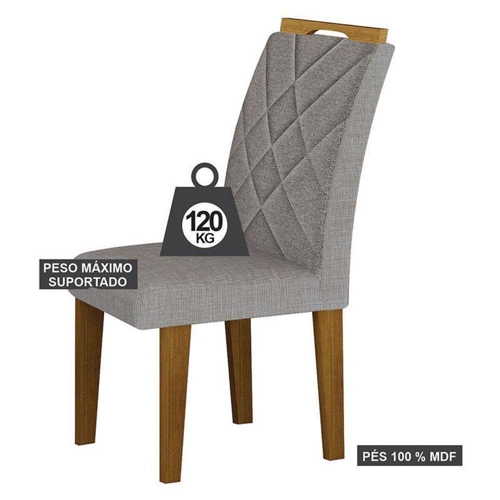 Cadeira Para Mesa De Jantar Larissa New Mdf Kit 2 Peças Freijó Linho Cinza - Leifer Móveis - 3