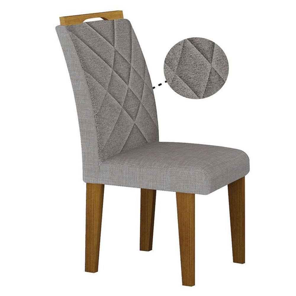 Cadeira Para Mesa De Jantar Larissa New Mdf Kit 2 Peças Freijó Linho Cinza - Leifer Móveis - 4