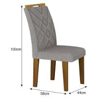 Cadeira Para Mesa De Jantar Larissa New Mdf Kit 2 Peças Freijó Linho Cinza - Leifer Móveis - 2