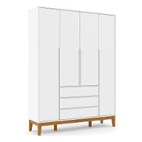 Berço Americano Unique E Guarda Roupa 4 Portas Nature Clean Branco Soft Eco Wood Com Colchão Gazin – Matic