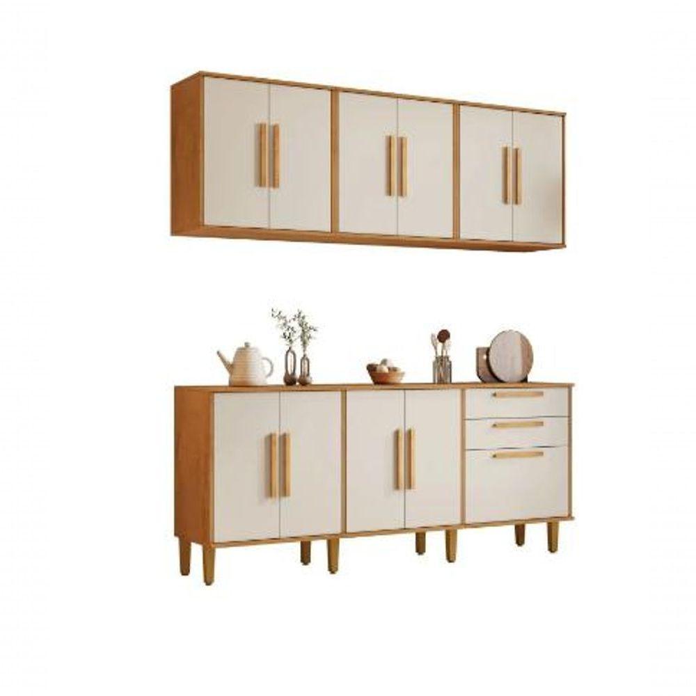 Cozinha Completa 11 Portas 2 Gavetas Lorena Kaiki Móveis - Nature/off - 2