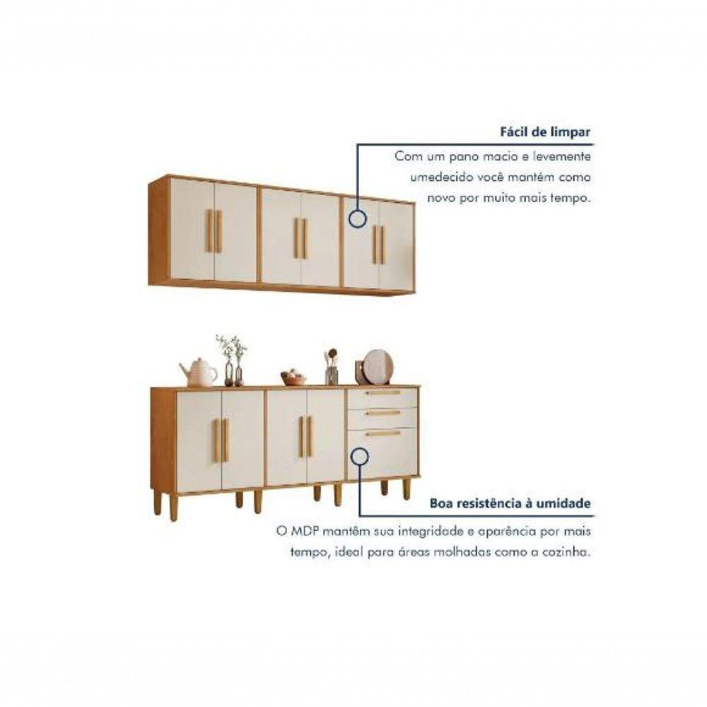 Cozinha Completa 11 Portas 2 Gavetas Lorena Kaiki Móveis - Nature/off - 6