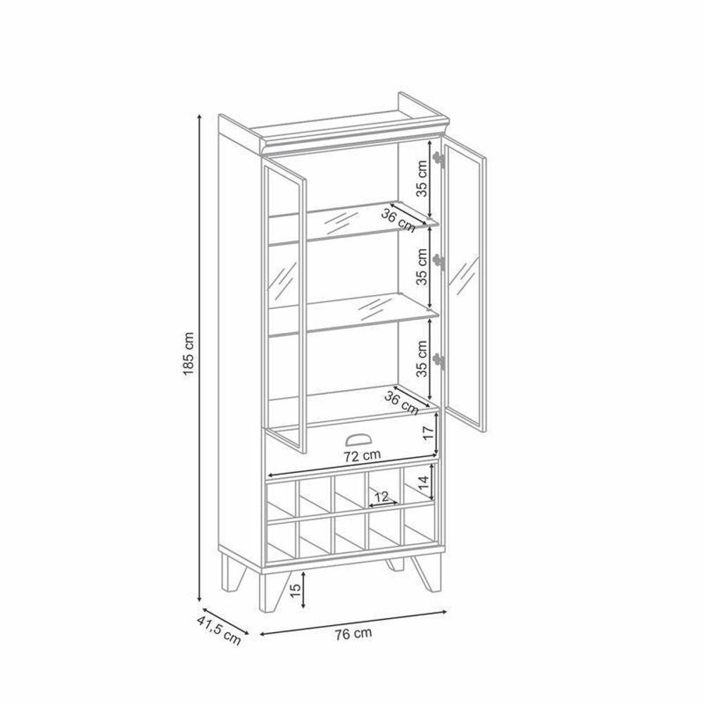Cristaleira Ambiente ópera Off White Nature – Hb Móveis - 3