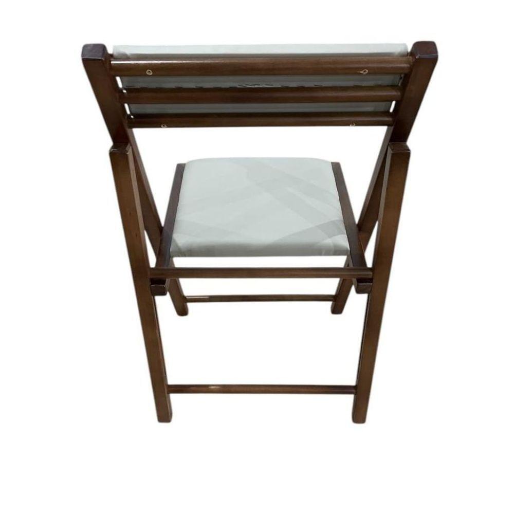 Cadeira Dobrável Em Madeira Com Assento E Encosto Estofados Castanho - 4
