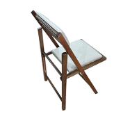 Cadeira Dobrável Em Madeira Com Assento E Encosto Estofados Castanho - 2