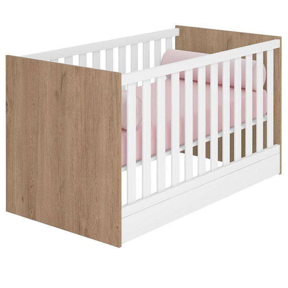 Berço Americano 100 Doce Sonho Carvalho Rústico Toq/branco - Qmovi - 1