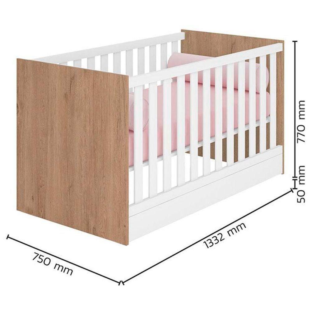 Berço Americano 100 Doce Sonho Carvalho Rústico Toq/branco - Qmovi - 2