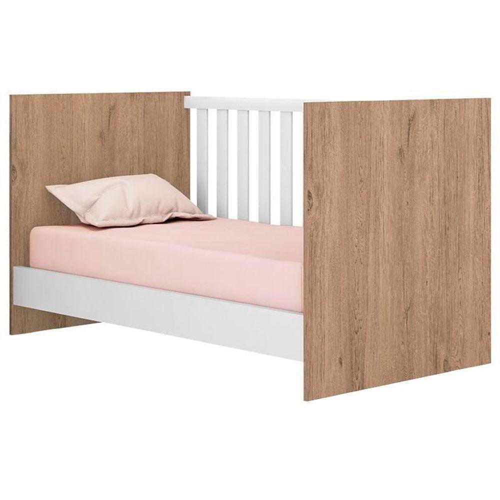 Berço Americano 100 Doce Sonho Carvalho Rústico Toq/branco - Qmovi - 3