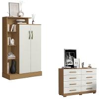 Cômoda 8 Gavetas 2014148 E Armário Multiuso Florença 2000199 Atacama Off White - Aramóveis - 1