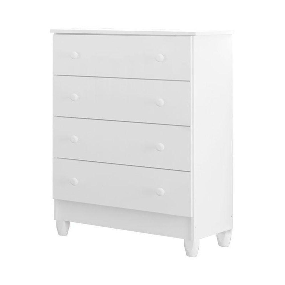 Cômoda Gaveteiro E Guarda Roupa Ariel 4 Portas Branco Brilho - Carolina - 4