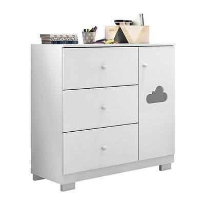 Cômoda Infantil Ane 3 Gavetas em MDF com Puxador Plástico Branco Brilhante