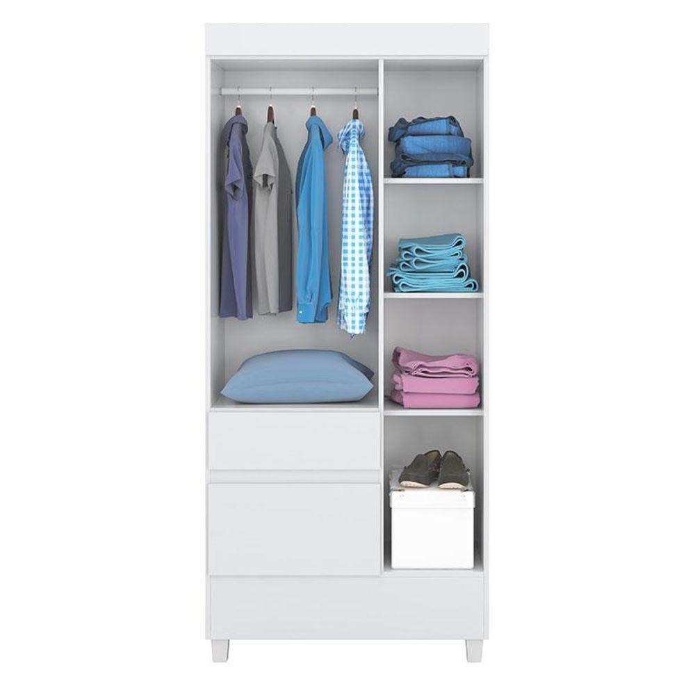 Cômoda Astral E Guarda Roupa Solteiro Wind Branco Flex - Demóbile - 5