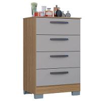 Cômoda 867 4 Gavetas E Guarda Roupa Solteiro Tóquio 4 Portas Damasco Off White - Poquema