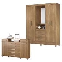 Cômoda London E Guarda Roupa Casal Capelinha Pérsia Amêndola Touch - Demóbile - 1