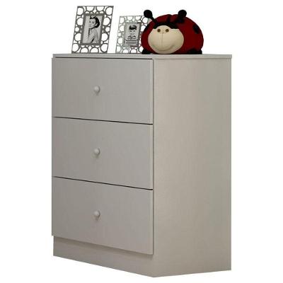 Cômoda Infantil Louise 3 Gavetas MDF Puxador Plástico Branco Brilho para Quarto de Bebê