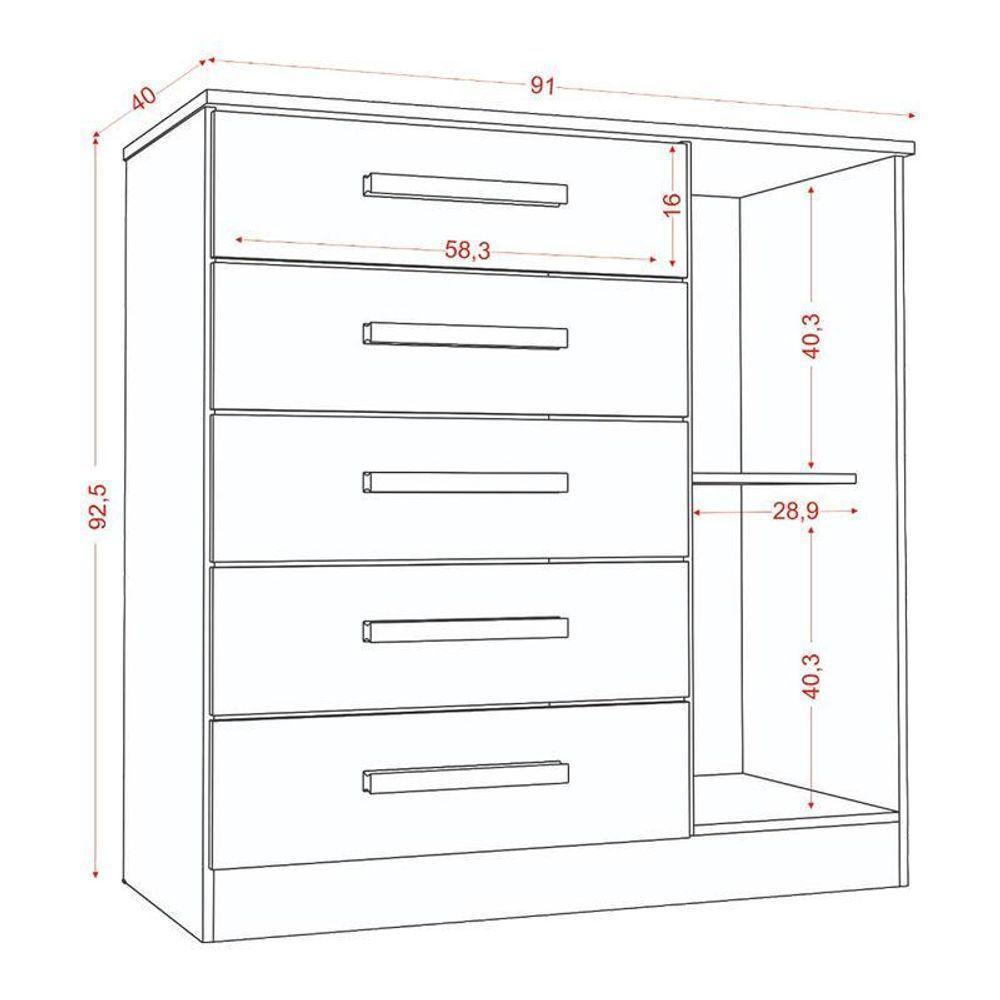 Cômoda Sapateira Milão 2014145 E Armário Multiuso Florença 2000199 Branco Brilho - Aramóveis - 7