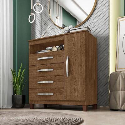 Cômoda Sapateira Cannes Malbec 4 Gavetas em MDP com Puxador Plástico para Quarto
