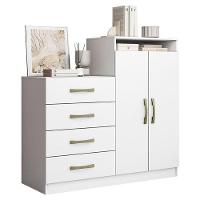 Cômoda Sapateira Londres 2004142 E Armário Multiuso 2000191 Branco Brilho - Aramóveis - 2