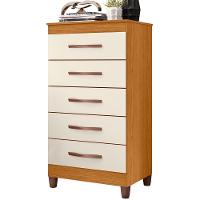 Cômoda Esmeralda 5 Gavetas Cinamomo/off White - Móveis Albatroz Cinamomo/off White - 1