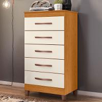 Cômoda Esmeralda 5 Gavetas Cinamomo/off White - Móveis Albatroz Cinamomo/off White - 2