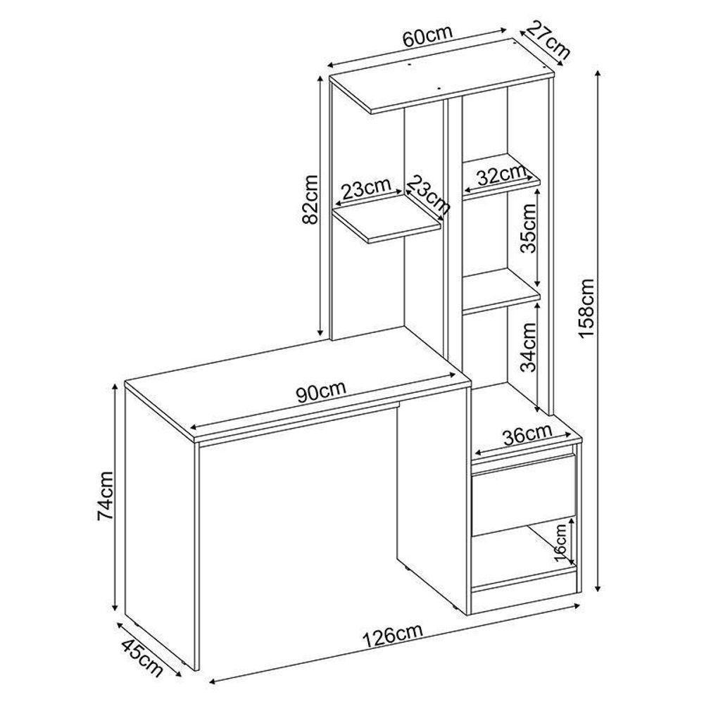 Escrivaninha Com Armário Morada Branco – Demóbile - 4