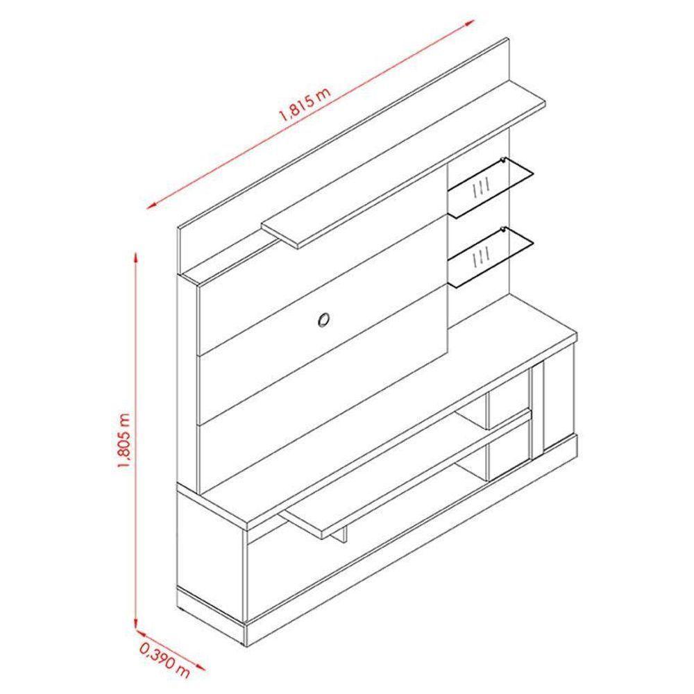 Estante Home Theater Alan Com Aparador E Mesa De Centro Frizz Cinamomo Off White - Madetec - 2