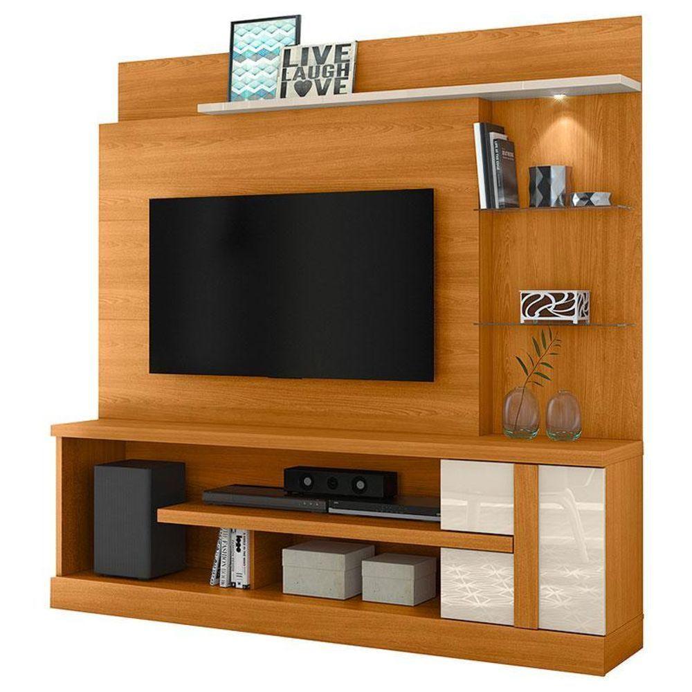 Estante Home Theater Alan Com Mesa De Centro Frizz Cinamomo Off White - Madetec - 4