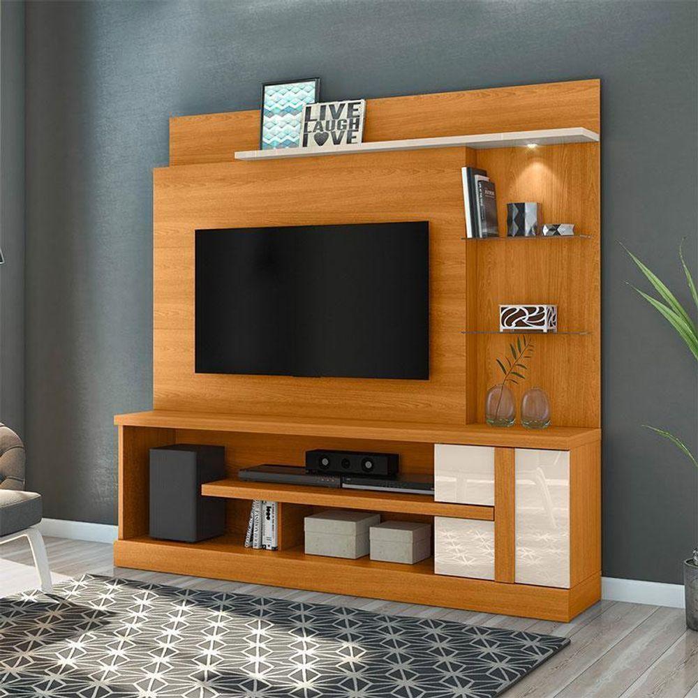 Estante Home Theater Alan Com Mesa De Centro Frizz Cinamomo Off White - Madetec - 6