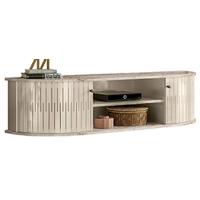 Estante Home Theater Com Bancada Suspensa Monte Carlo Com Aparador Estoril Calacata Off White – Madetec - 2