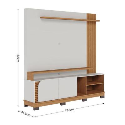 Estante Home Theater Jurerê 1.8 Off White Matte Freijó – Colibri