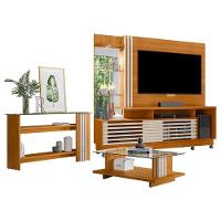 Estante Home Theater Com Rodízios E Aparador Com Mesa De Centro Frizz Plus Cinamomo Off White – Madetec - 1